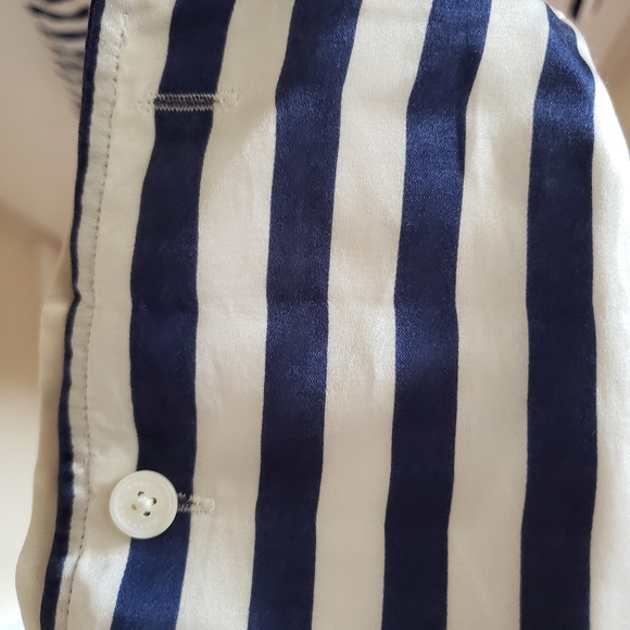 Burberry London navy  and white striped button up - Picture 6 of 9
